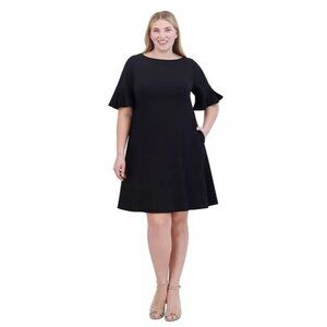 129$ Jessica Howard Elbow Sleeves Fit & Flare Mini Dress Plus Size 20W Black